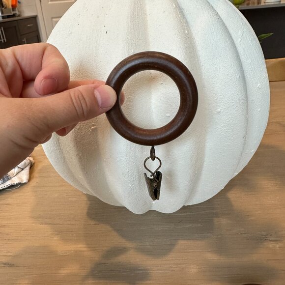 14 Wood Curtain Rod Rings, Drapery Rings, 1.5” Inner Dia., 3.75" length w/clamp - Picture 4 of 4